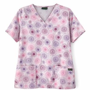 Women's UA Scrubs Spirograph Pattern Pinks Purples Size Small Check Measurements